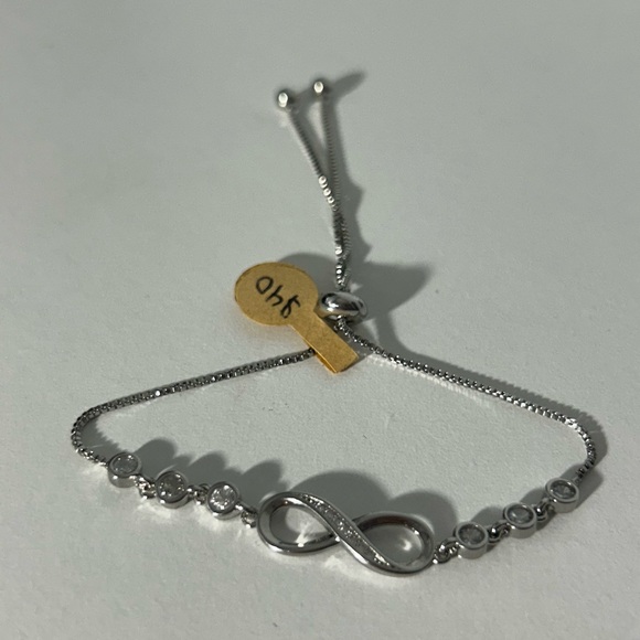 S925 Sterling Silver Infinity Love Bracelet Adjustable Cubic Zirconia - Picture 6 of 6
